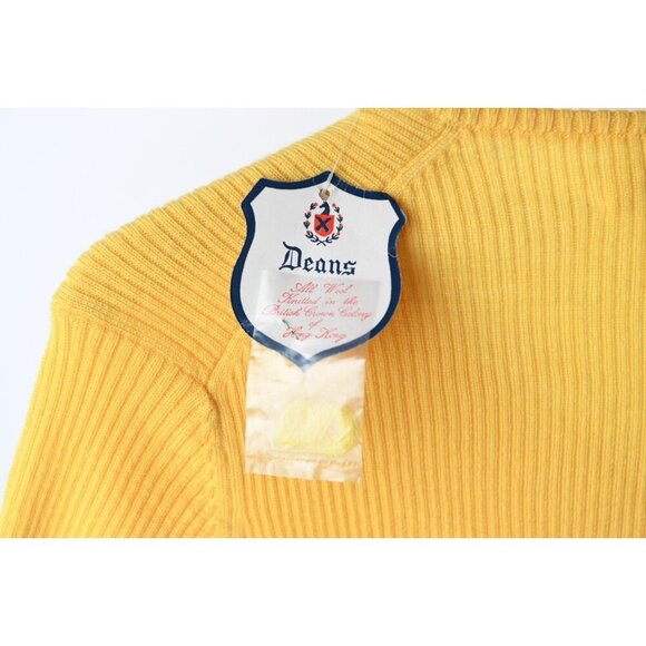 Vintage Deans Of Scotland Short Sleeve Sweater Women M Golden Yellow NEW 80's - Picture 6 of 10